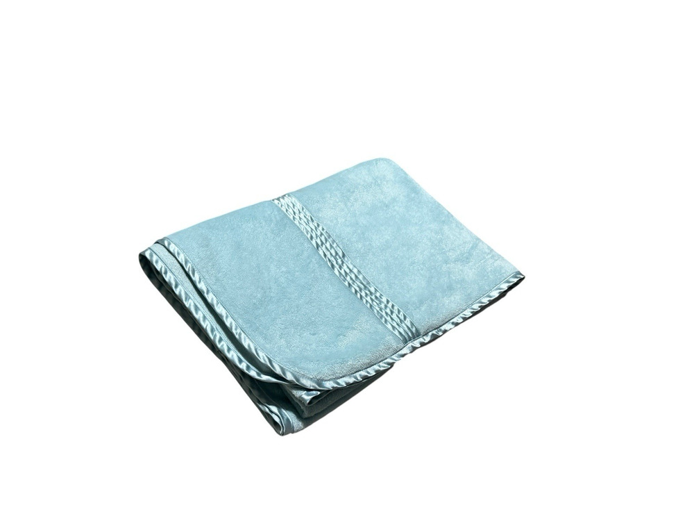 Jockey Vintage Light Blue Throw Blanket Soft Fleece Satin Trim Accent Cover